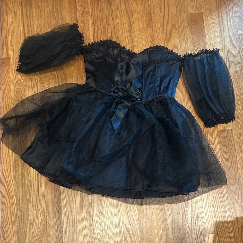 WIDOW x Dolls Kill Black ETERNAL SACRIFICE MINI DRESS detachable sleeves xl new - Picture 7 of 10